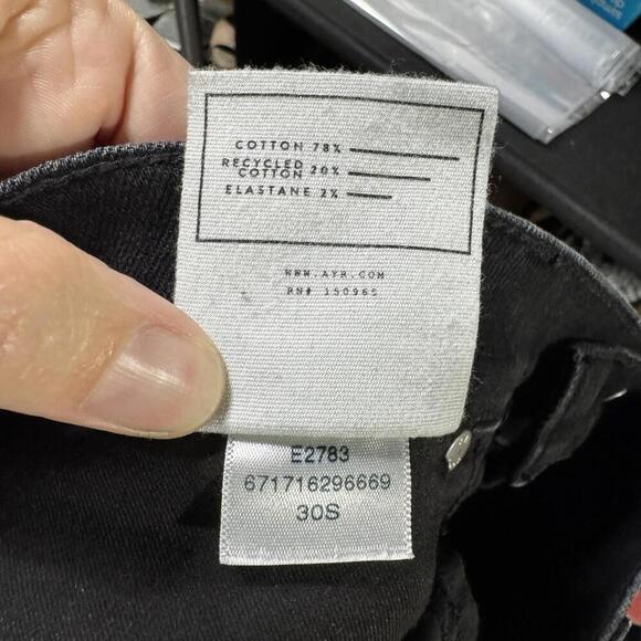 AYR jeans womens 30 short black high rise straight leg stir  denim minimalist - Picture 5 of 6